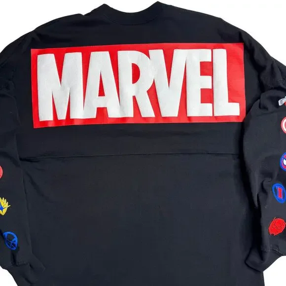 Marvel Logo Spirit Jersey Avengers Disney Parks Black/Red Adult Small - Picture 4 of 7